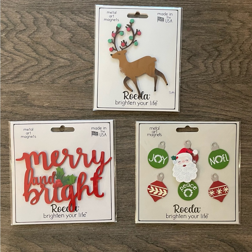 New! Roeda Christmas Holiday Metal Art Magnets